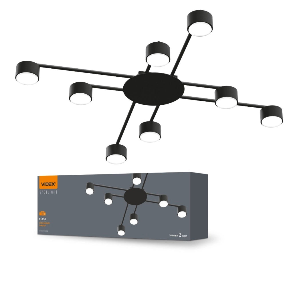 Plafoniera moderna 100 cm 8x GX53 nera Videx VL-SPF22B-B