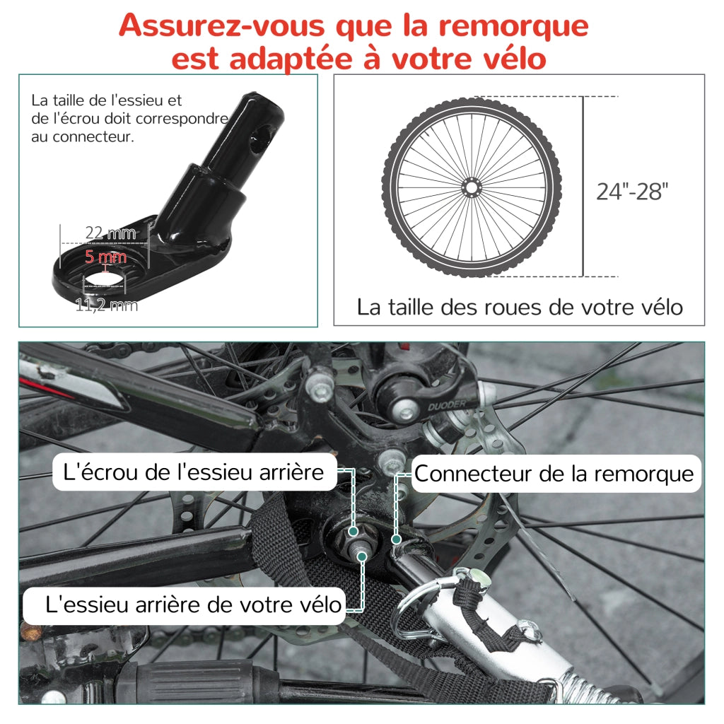 Carrello per bicicletta bambini 2 in 1 ¨C zephmum ¨C rosso