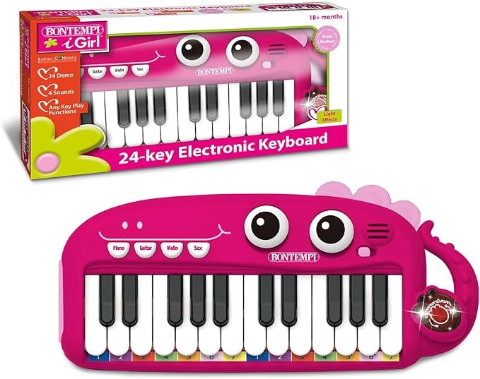 PlayKeys: Tastiera Giocattolo a 24 Tasti per Piccoli Musicisti, Rosa, 300x140x40 mm,Bontempi