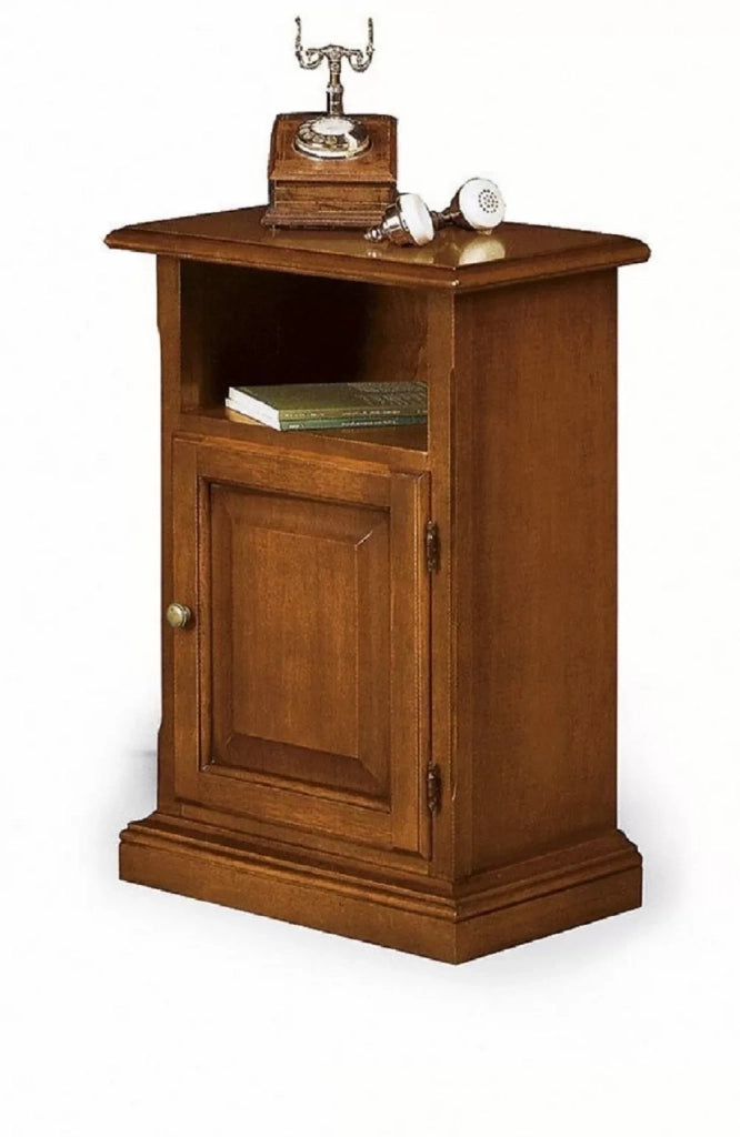 Porta telefono in legno in 1 cassetto 1 vano a giorno arte povera tinta noce l.51 x p.37 h.77 - Mobili 2G