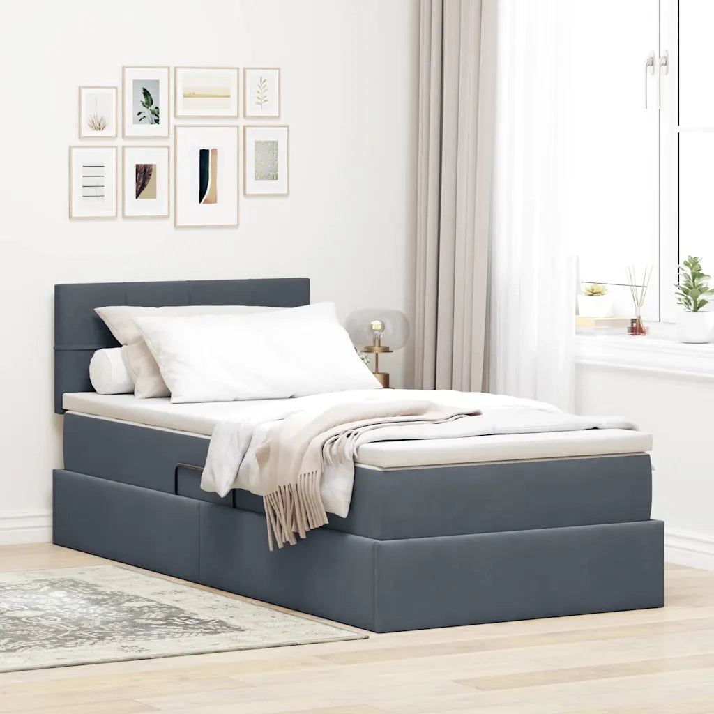 Letto con Contenitore Grigio scuro 100 x 200 cm Velluto