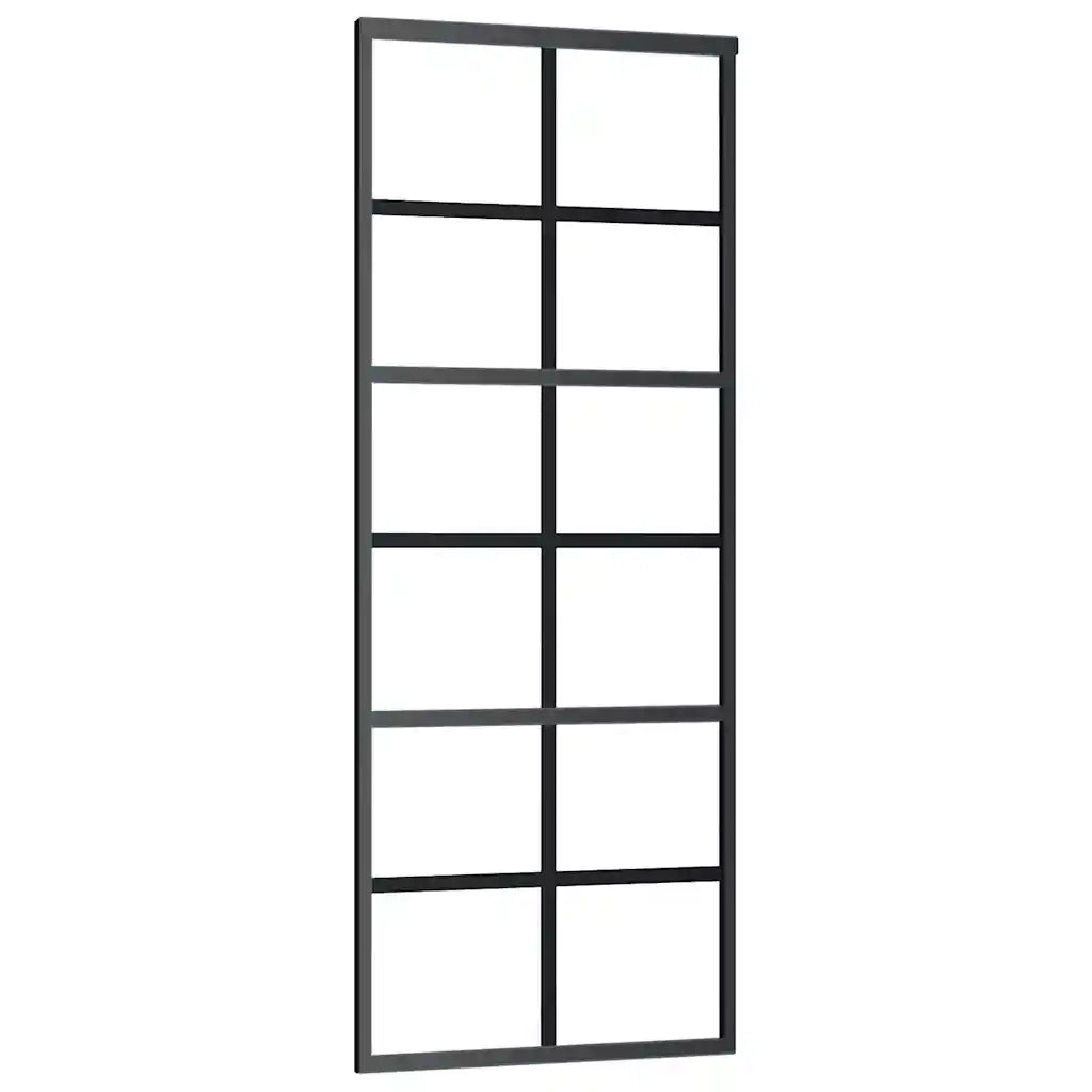 Porta Scorrevole con Ferramenta Nera 76x205 cm in Vetro ESG 3375790