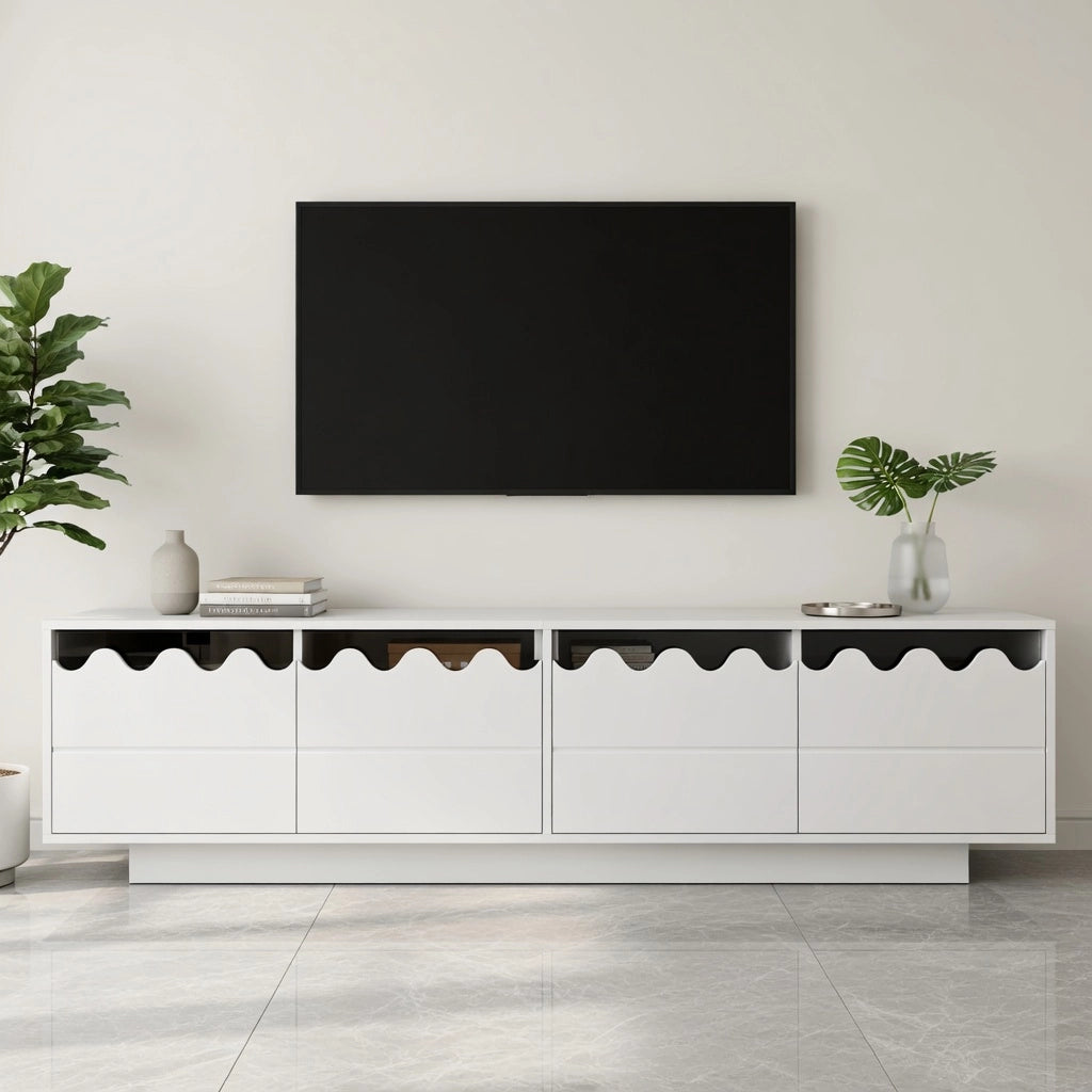 Cassettiera TV bianca in MDF e truciolare lunghezza 170 cm