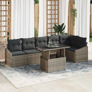 Set Divano da Giardino con cuscino 7 pcs Grigio polyrattan