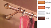 BASTONE TENDA LEGNO CILIEGIO 2,3XCM.180 CON 2 SUPPORTI DA CM.15 A STRAPPO