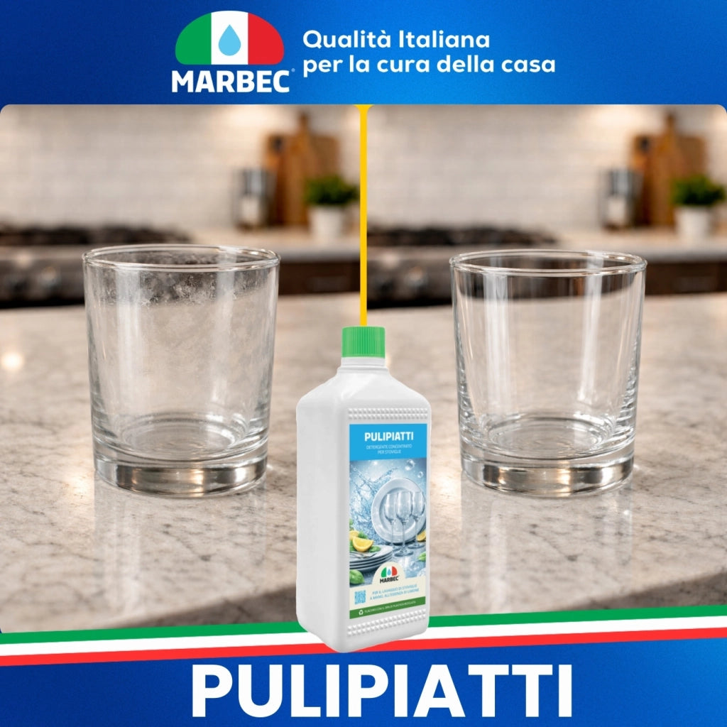 Detergente Piatti Concentrato, Sgrassa a Freddo, Risciacquo Rapido, Profumo Limone Marbec PULIPIATTI - 1LT