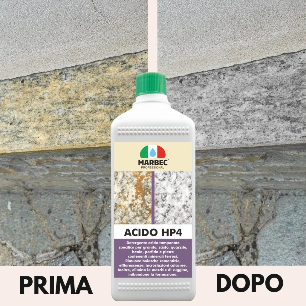 Detergente Acido tamponato per profido e granito ACIDO HP4    1LT + Tampone Marrone