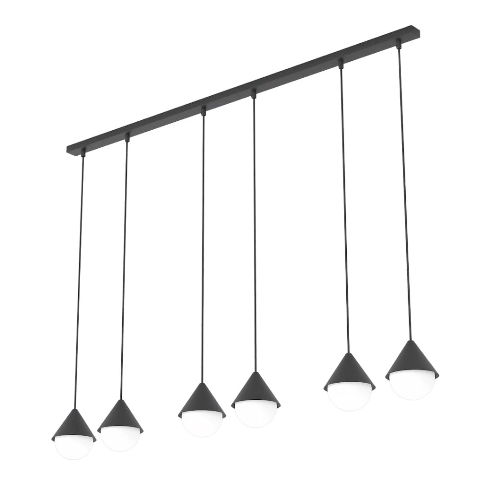 Lampada sospesa GIRO 6 luci G9 nero e bianco Emibig
