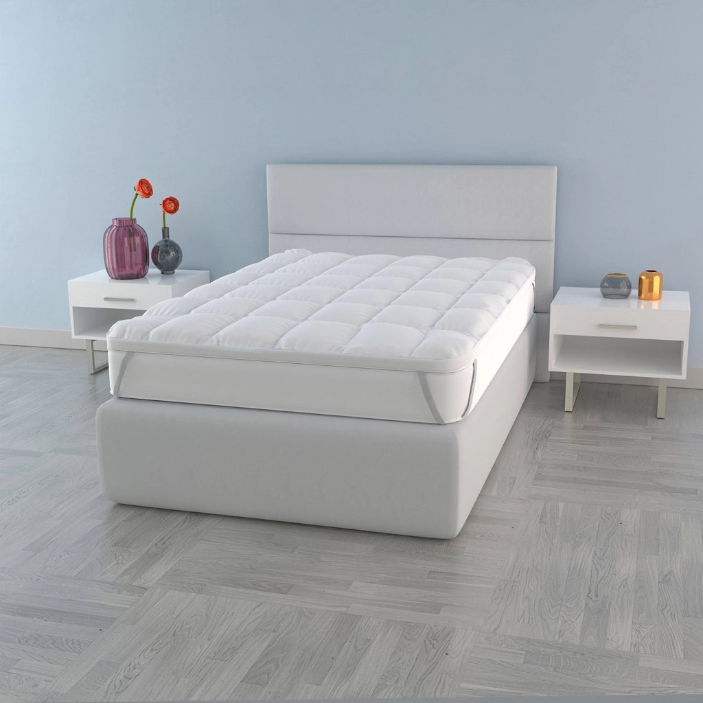 Topper Matrimoniale Trapuntato 600 gr/mq con Elastici Plus Bianco