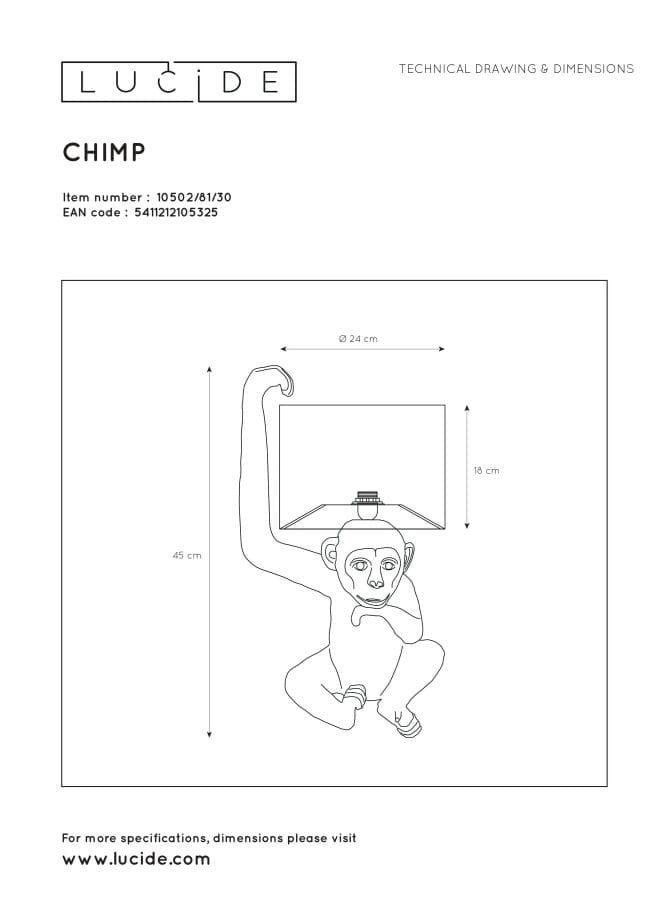 Lampada da tavolo Lucide Extravaganza Chimp E14 40W