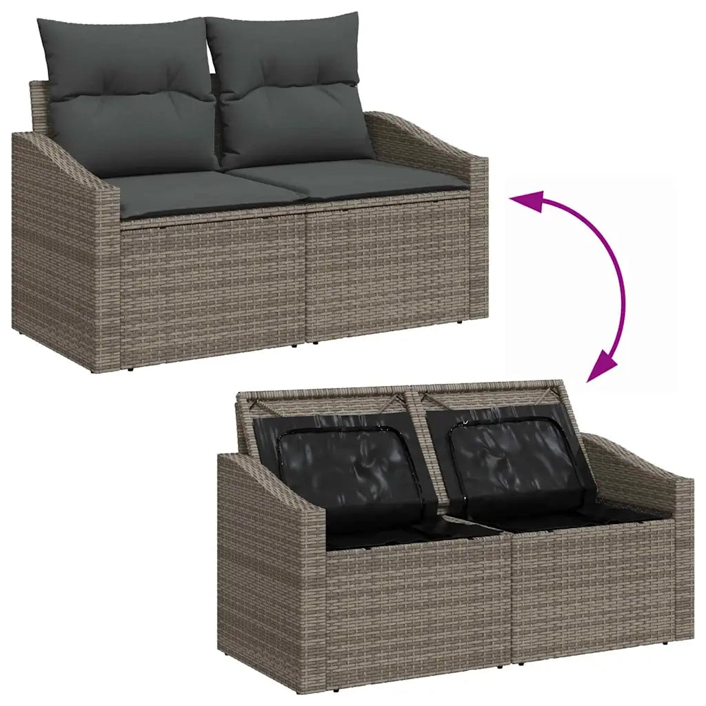 Set Divano da Giardino 6 pcs Grigio Poly Rattan 3357652