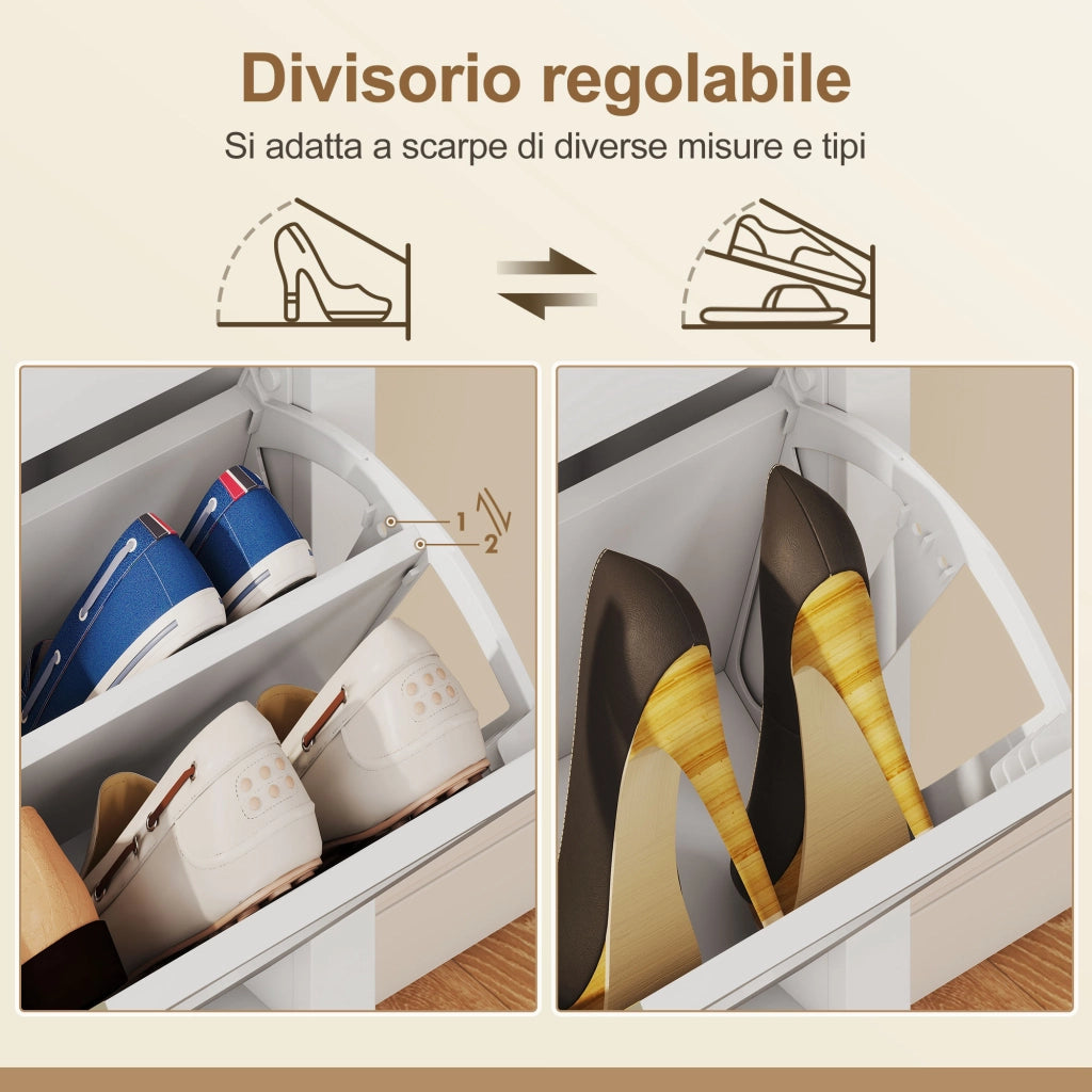Mobiletto Scarpiera con 2 Cassetti ¨C Minimal ¨C 80x24x95.5 cm, Bianco