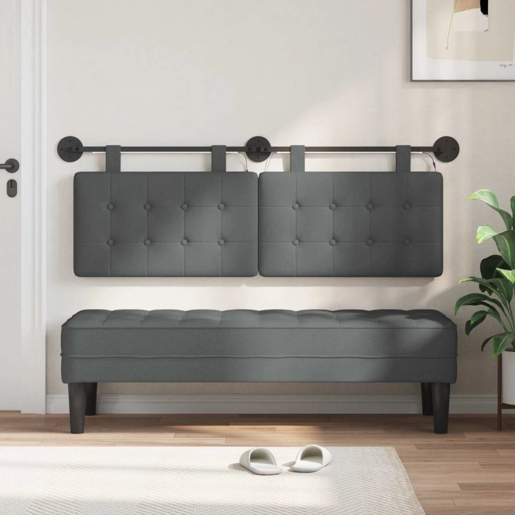 Testiera sospesa Con luce LED Grigio Scuro Tessuto 3424409