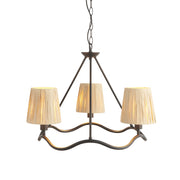 Lampadario WRIGGLE anello ondulato 3 luci rafia nero opaco