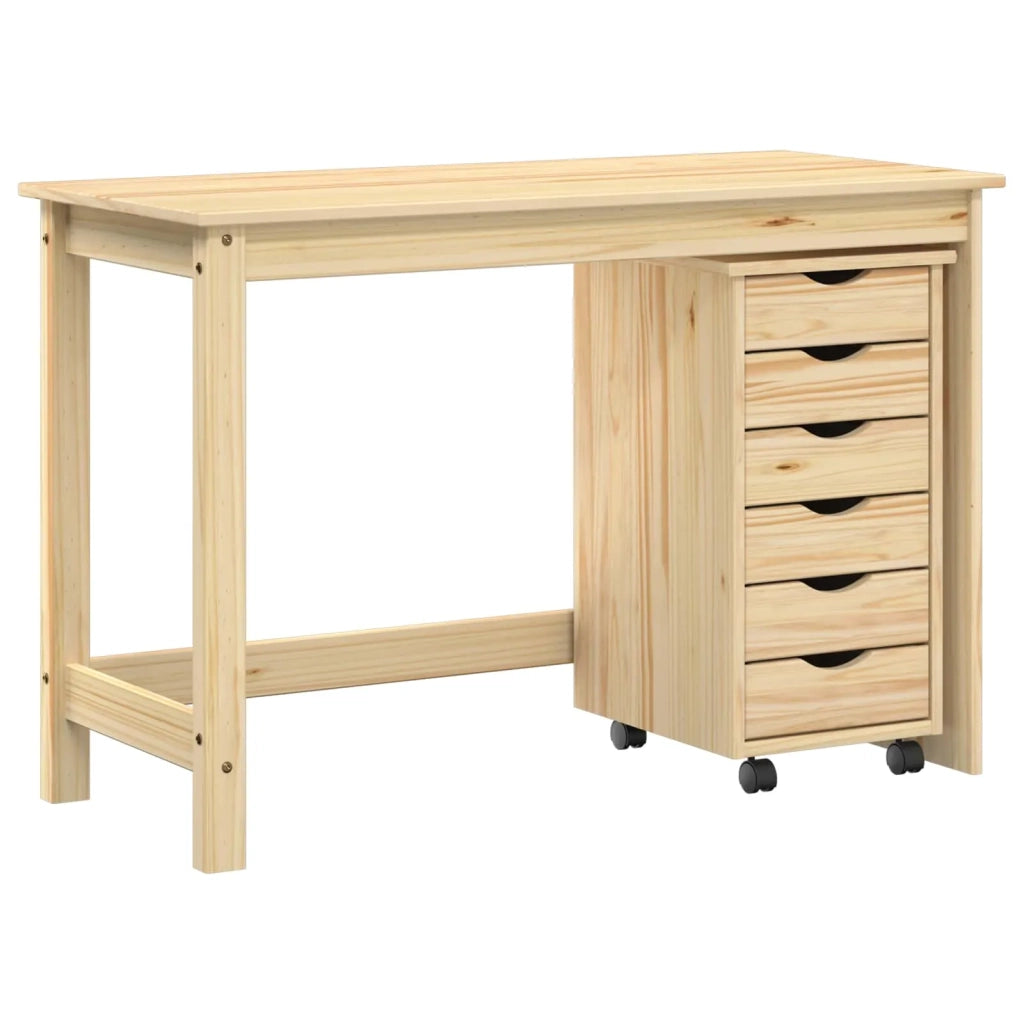 Set scrivania e mobiletto su ruote MOSS 2 pcs Marrone