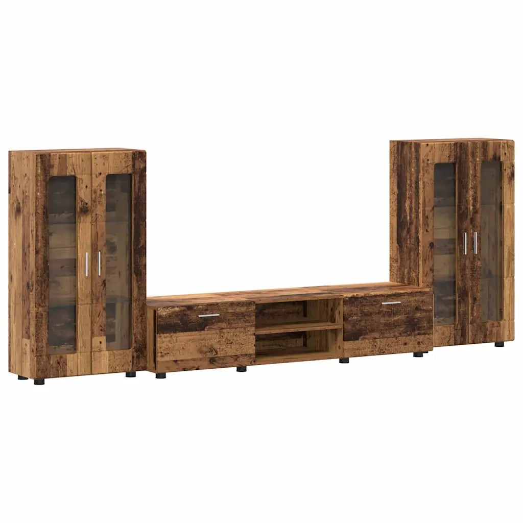Set mobile TV con porta FLORIN Legno vecchio Legno multistrato