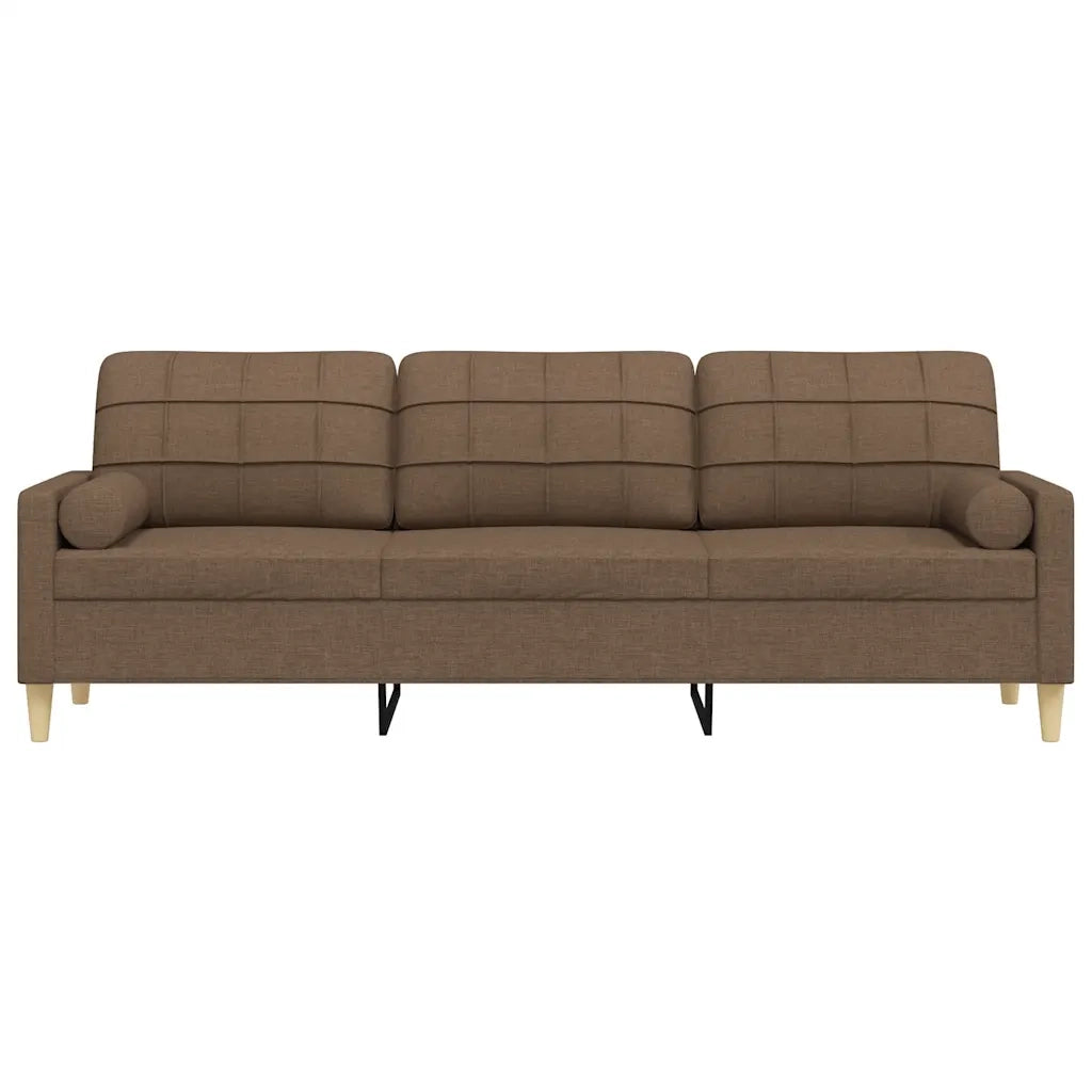 Divano | Divano da soggiorno | Sofa a 3 Posti con Cuscini Marrone 210 cm in Tessuto