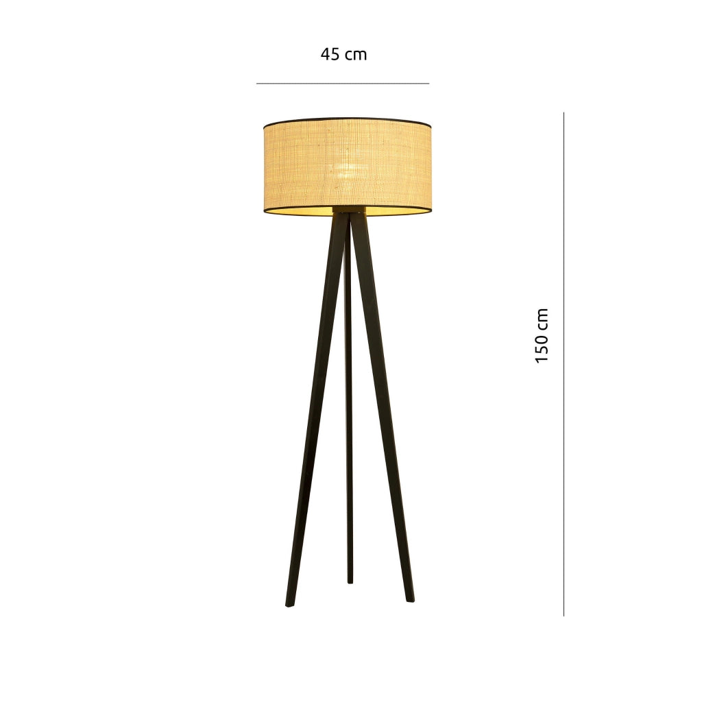 Lampada da terra Emibig Aston treppiede rattan E27 150cm