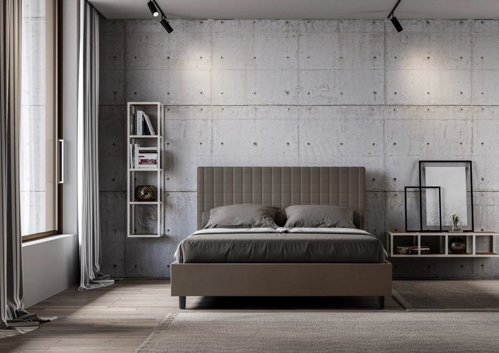 Letto Matrimoniale Francese 140x200 cm con Rete Sunny Cappuccino