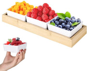 Set di 3 Dipschalen in Legno con Pannello - Ideale per Snacks e Desserti