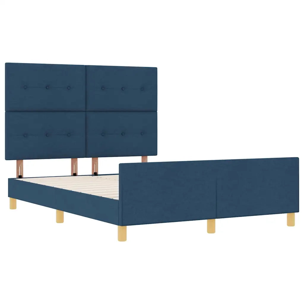Letto matrimoniale | Letto per adulti | Struttura del letto con testiera Blu 140 x 200 cm Tessuto