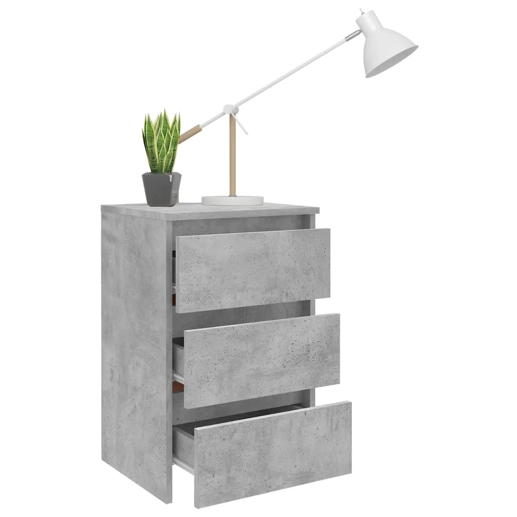 Comodino Grigio Cemento 40x35x62,5 cm in Legno Multistrato 806219