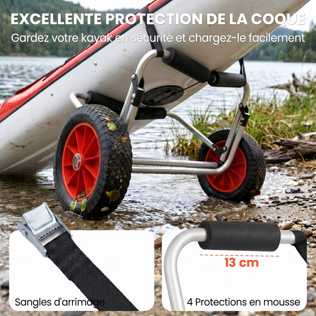 Carrello trasporto kayak SUP canoa ¨C Minimal ¨C alluminio 70x40x42 cm