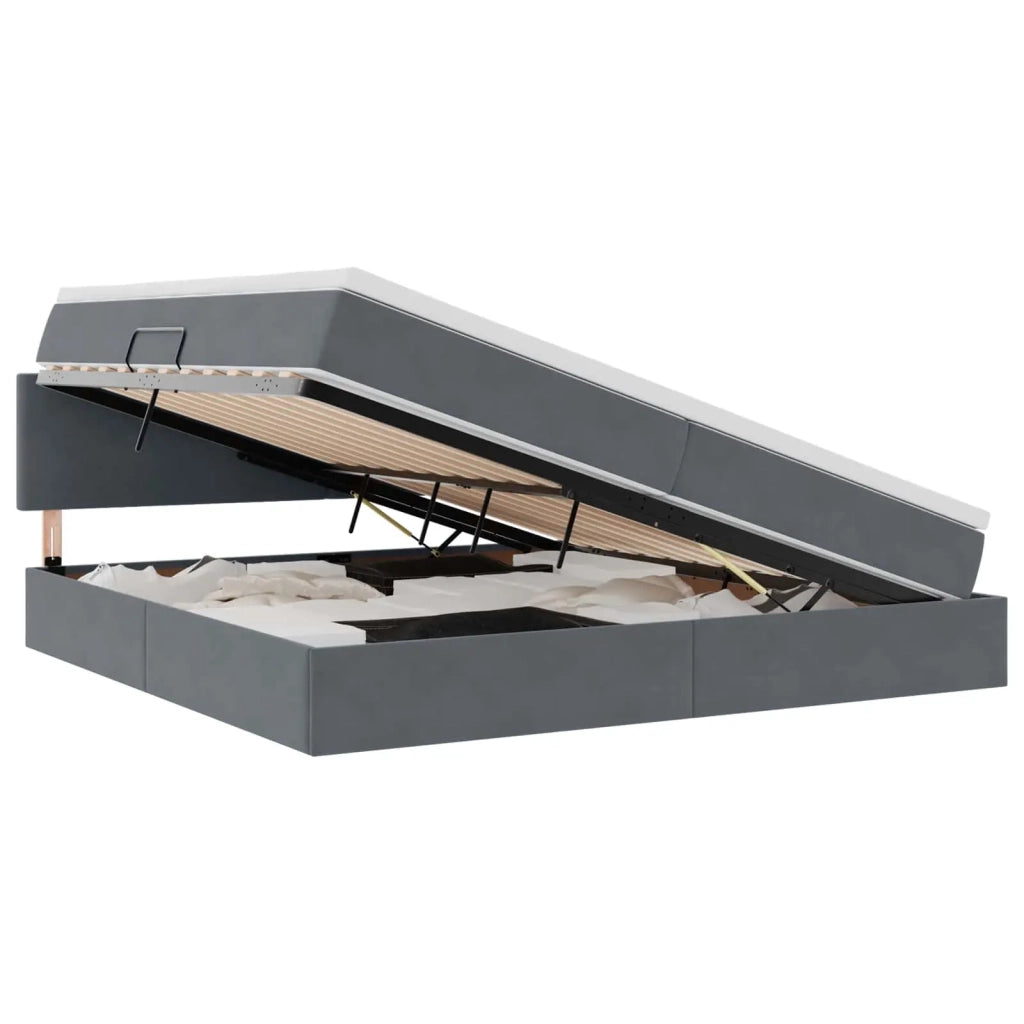 Letto con Contenitore Grigio scuro 200 x 200 cm Velluto