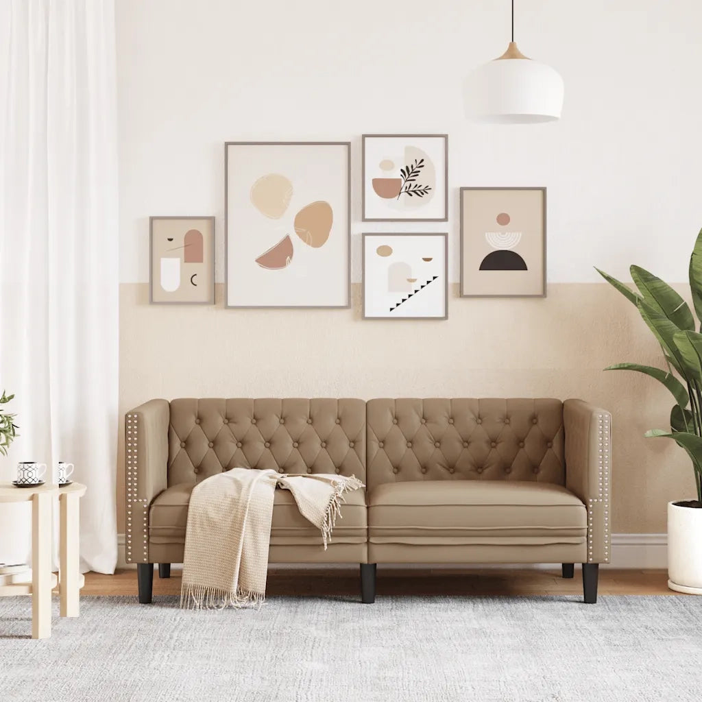 Poltrona | Sedia Relax Chesterfield a 2 Posti Cappuccino in Similpelle