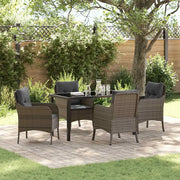 Set da Pranzo per Giardino con cuscino 5 pcs Grigio polyrattan
