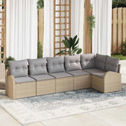 Set Divano da Giardino con cuscino 6 pcs Beige Poly Rattan 3346060