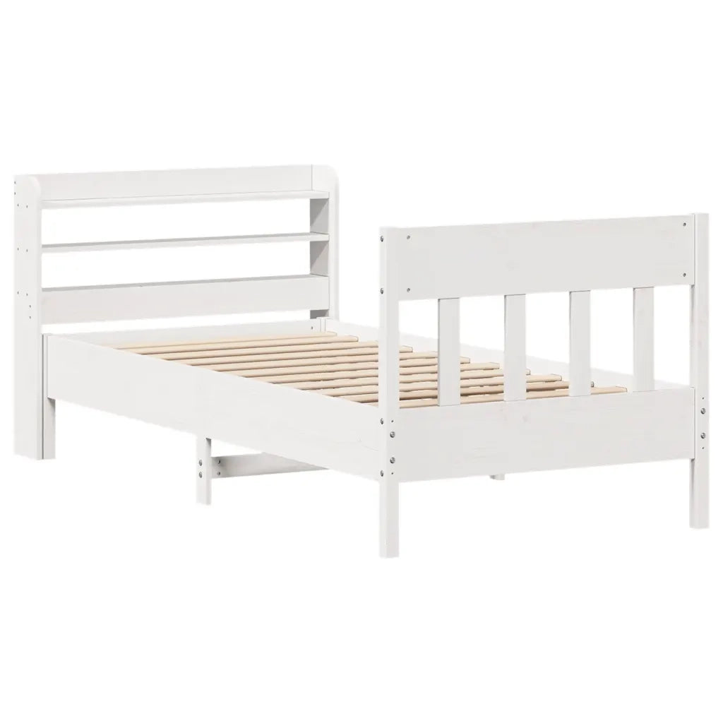 Letto senza Materasso-Struttura Letto Bianco 75x190 in Legno Massello di Pino 285744