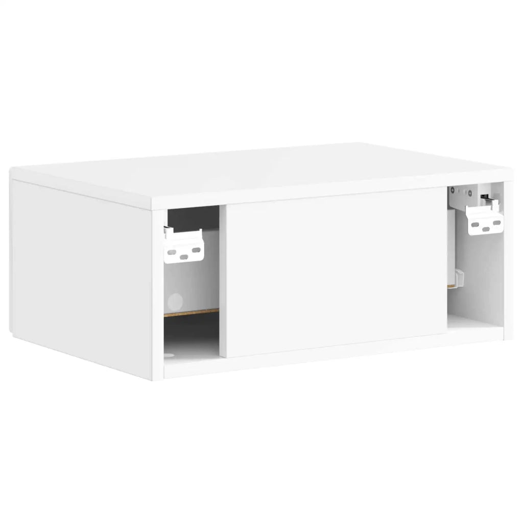 Set di 2 Comodini | Armadio da Notte | Mobiletto da notte a muro Bianco Lucido 49 x 34,5 x 20 cm