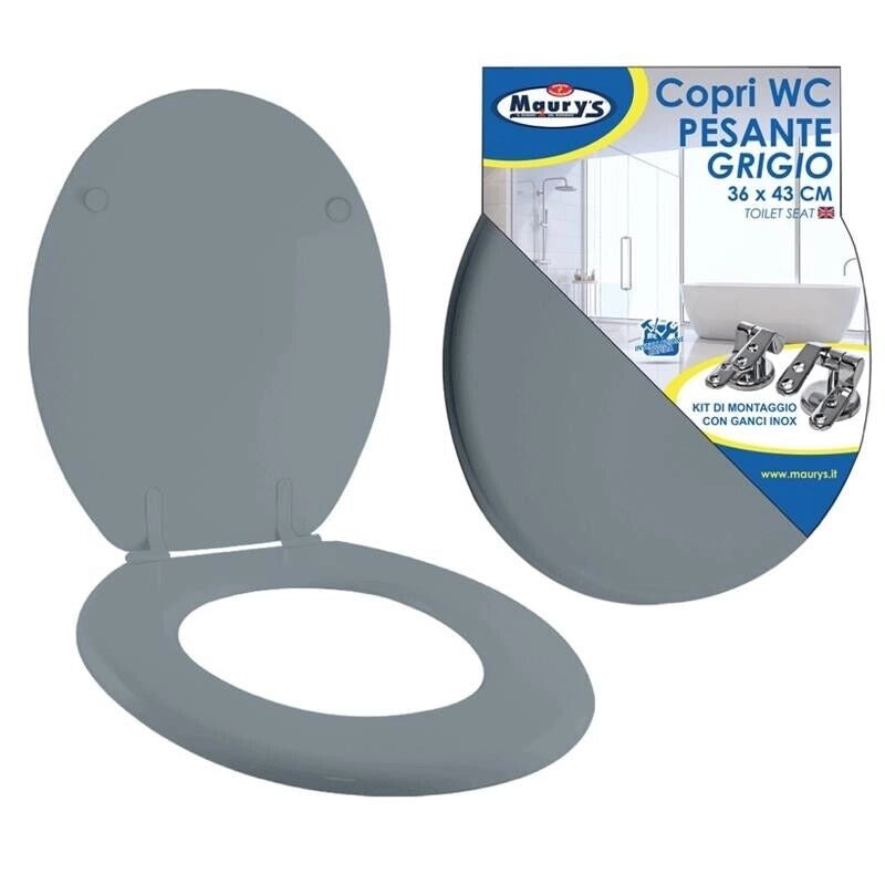 MAURY'S COPRI WC EXTRA GRIGIO SCURO 36 X 43 CM CON KIT MONTAGGIO
