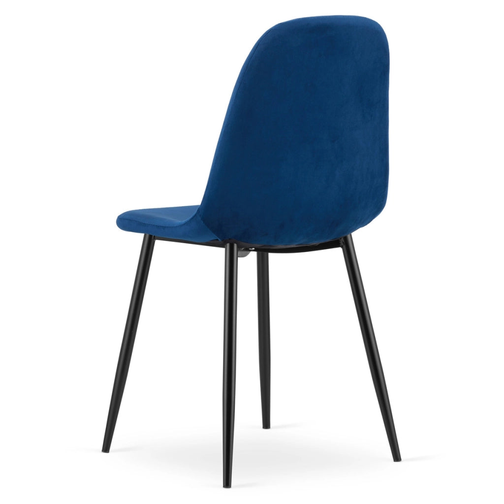 Sedia Padva in velluto blu scuro con gambe nere