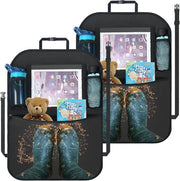 Rugleuningbeschermer per Auto con Bambini - Organizzatore per Sedile Posteriore - Tappeti di Protezione Idrorepellenti - Mattonelle di Protezione per Pedaliera - Organizzatore per Bambini in Auto