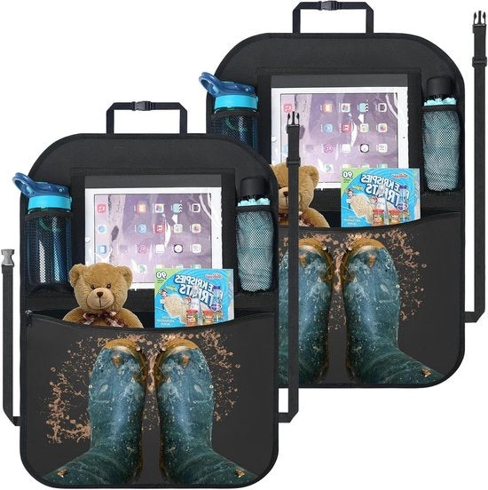 Rugleuningbeschermer per Auto con Bambini - Organizzatore per Sedile Posteriore - Tappeti di Protezione Idrorepellenti - Mattonelle di Protezione per Pedaliera - Organizzatore per Bambini in Auto