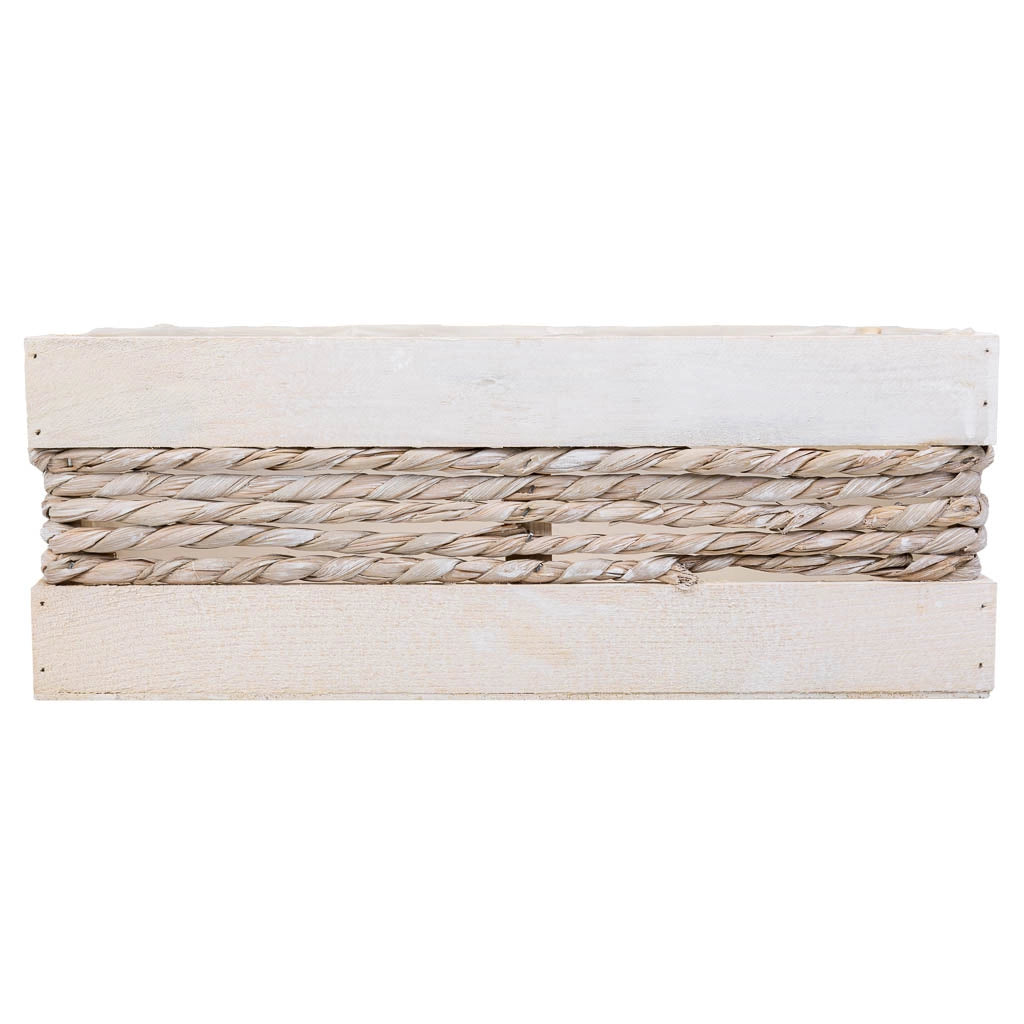 Cesto in legno e corda bianco 35x25x12/31h