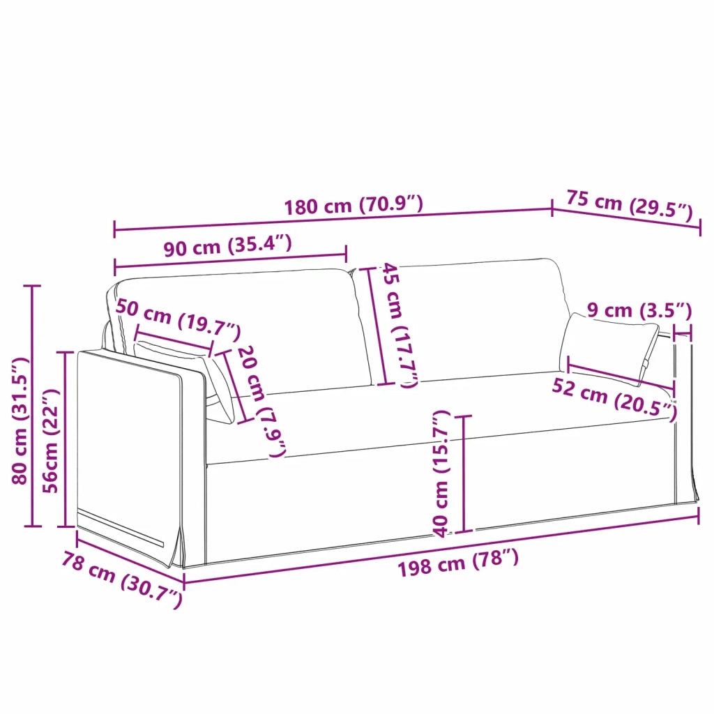 Divano Blu 198 x 78 x 80 cm Tessuto 42024375