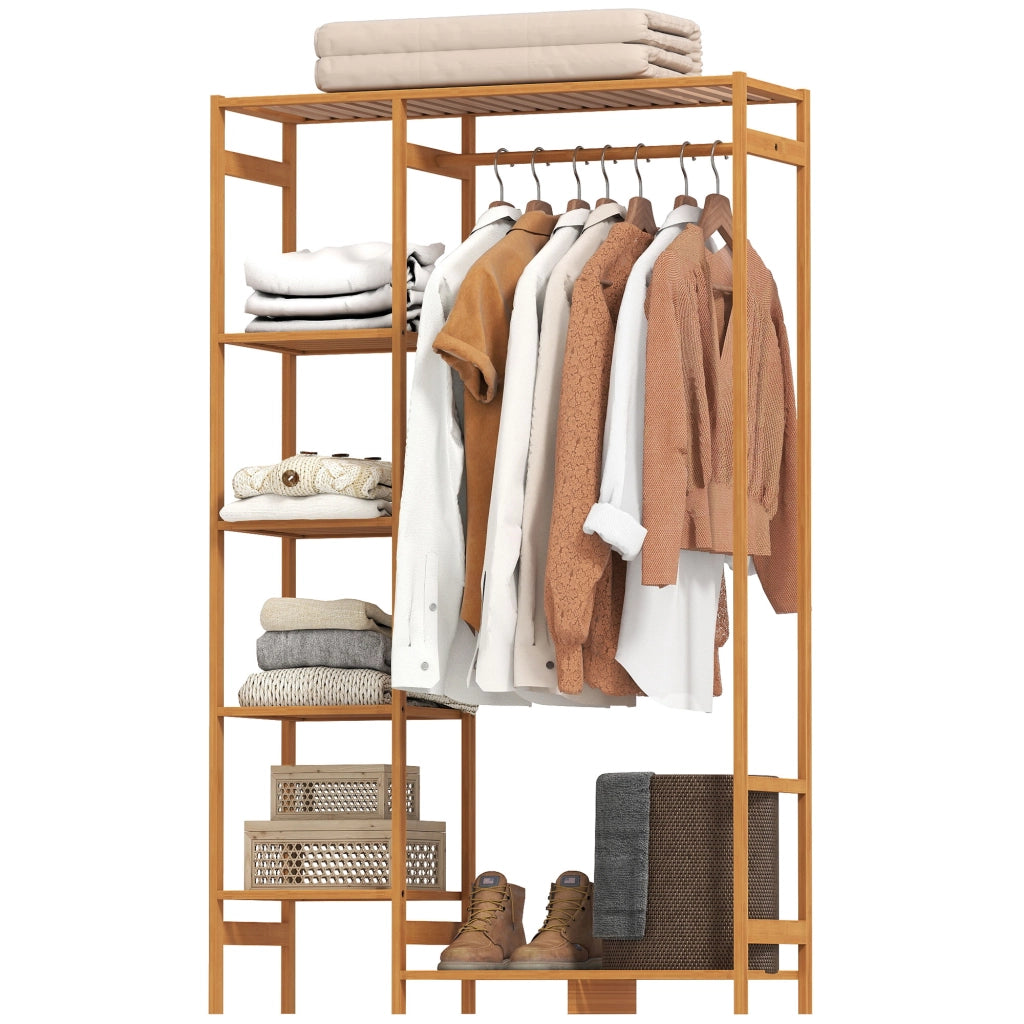 Appendiabiti a 6 ripiani in bamb¨´ con tringle ¨C Minimal ¨C 90x30x145 cm