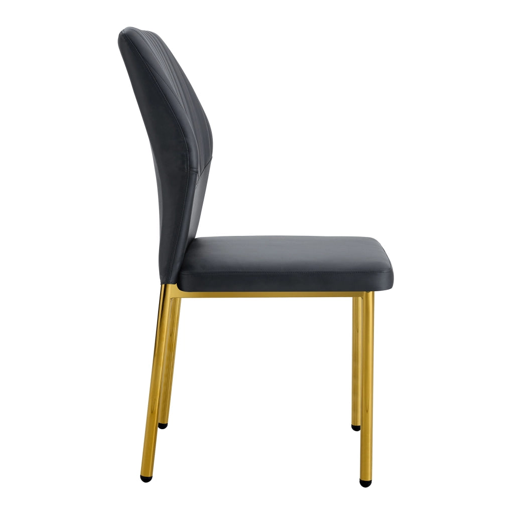 Set 4 Sedie da Pranzo ¨C MINIMAL ¨C PU Nero, Gambe Oro in Metallo