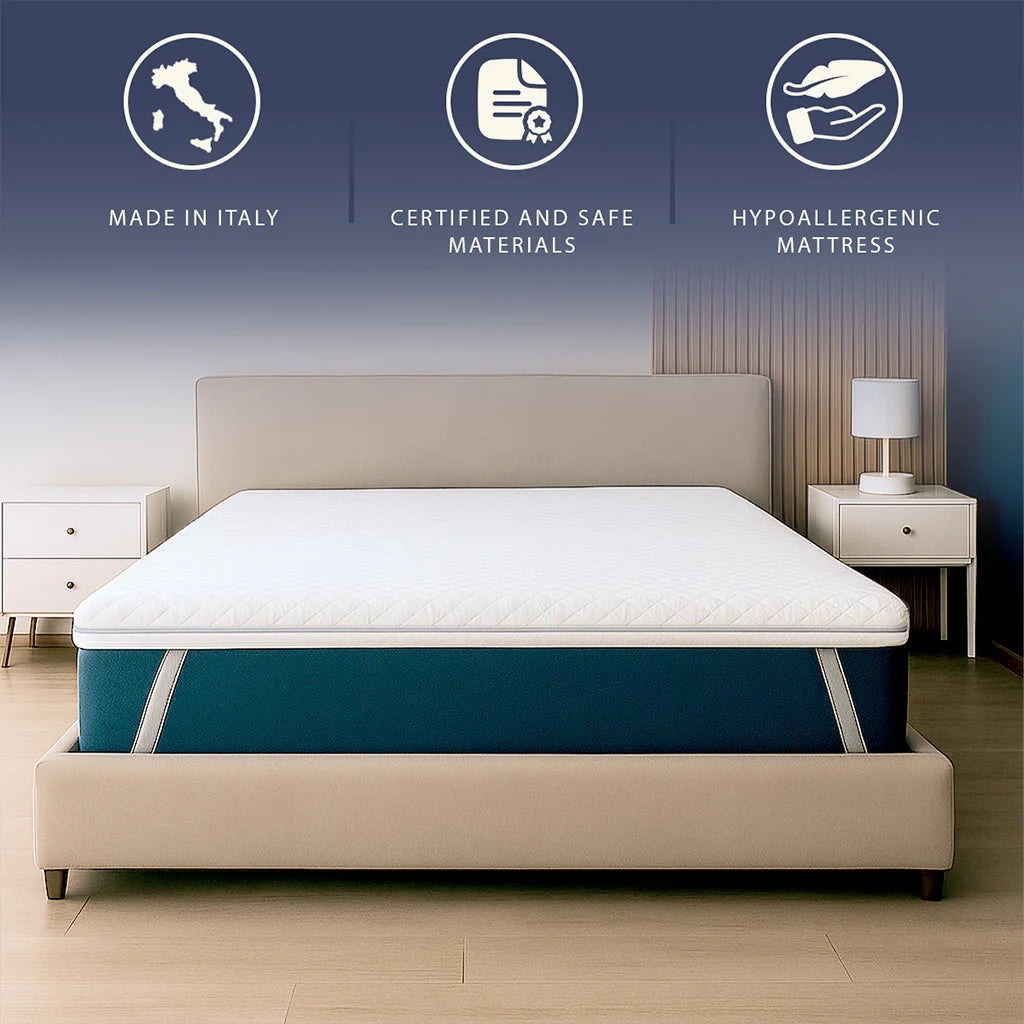 Topper 180x200 in Memory Foam a 9 Zone Differenziate | Alto 10 cm | Rivestimento Sfoderabile in Tessuto Pure Anallergico | Made in Italy