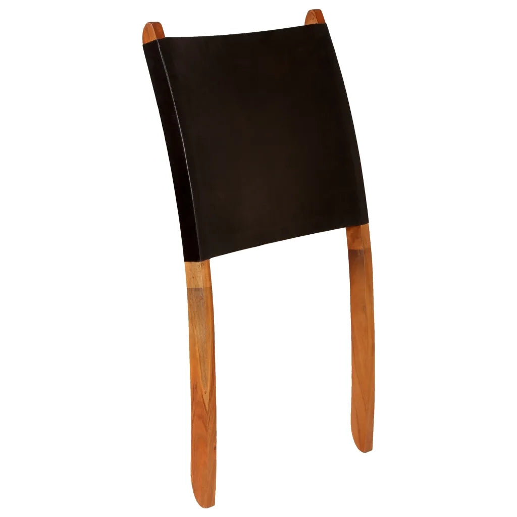 Poltrona Rilassante Pieghevole Nera in Vera Pelle 246364