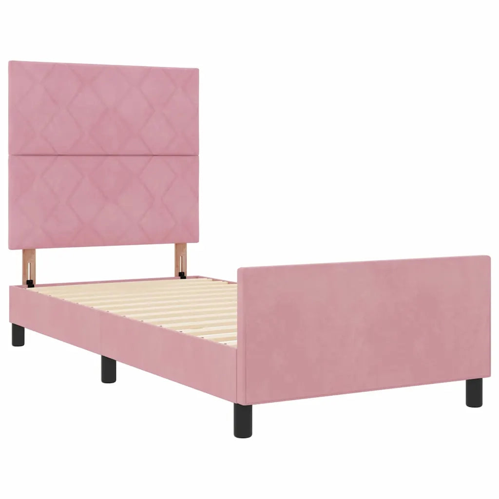 Letto a molle con testiera Rosa 90 x 190 cm Velluto 3344980