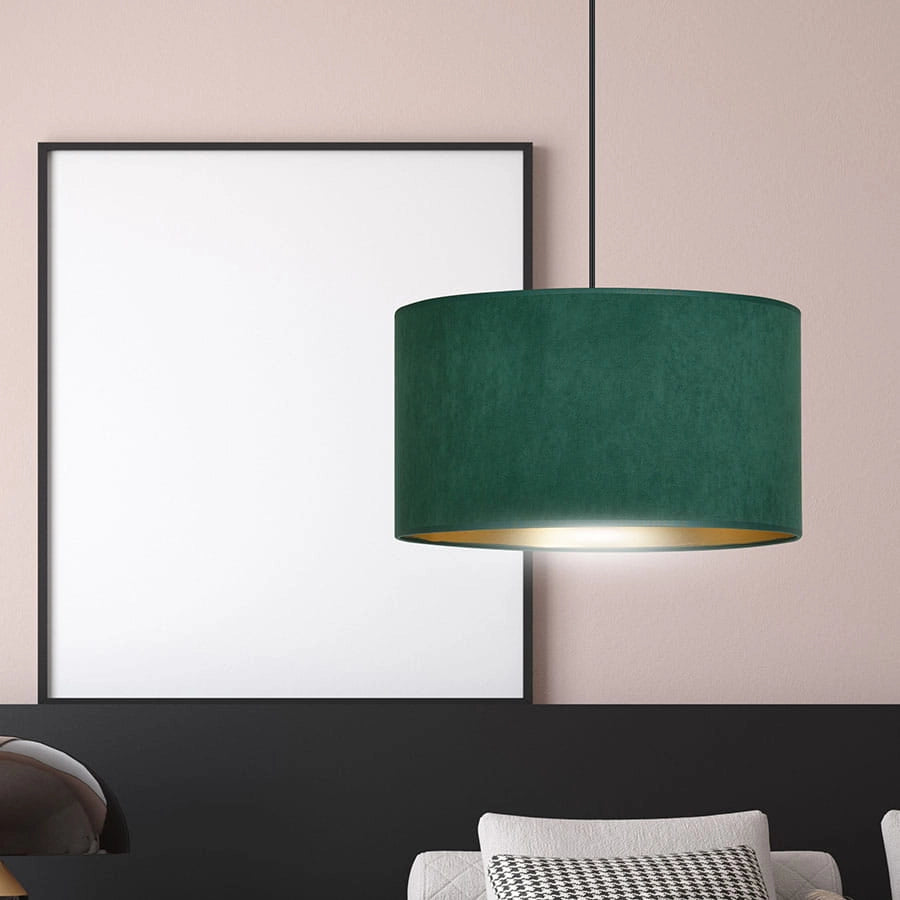 Lampada a sospensione Emibig Hilde verde tessuto Ø35 E27