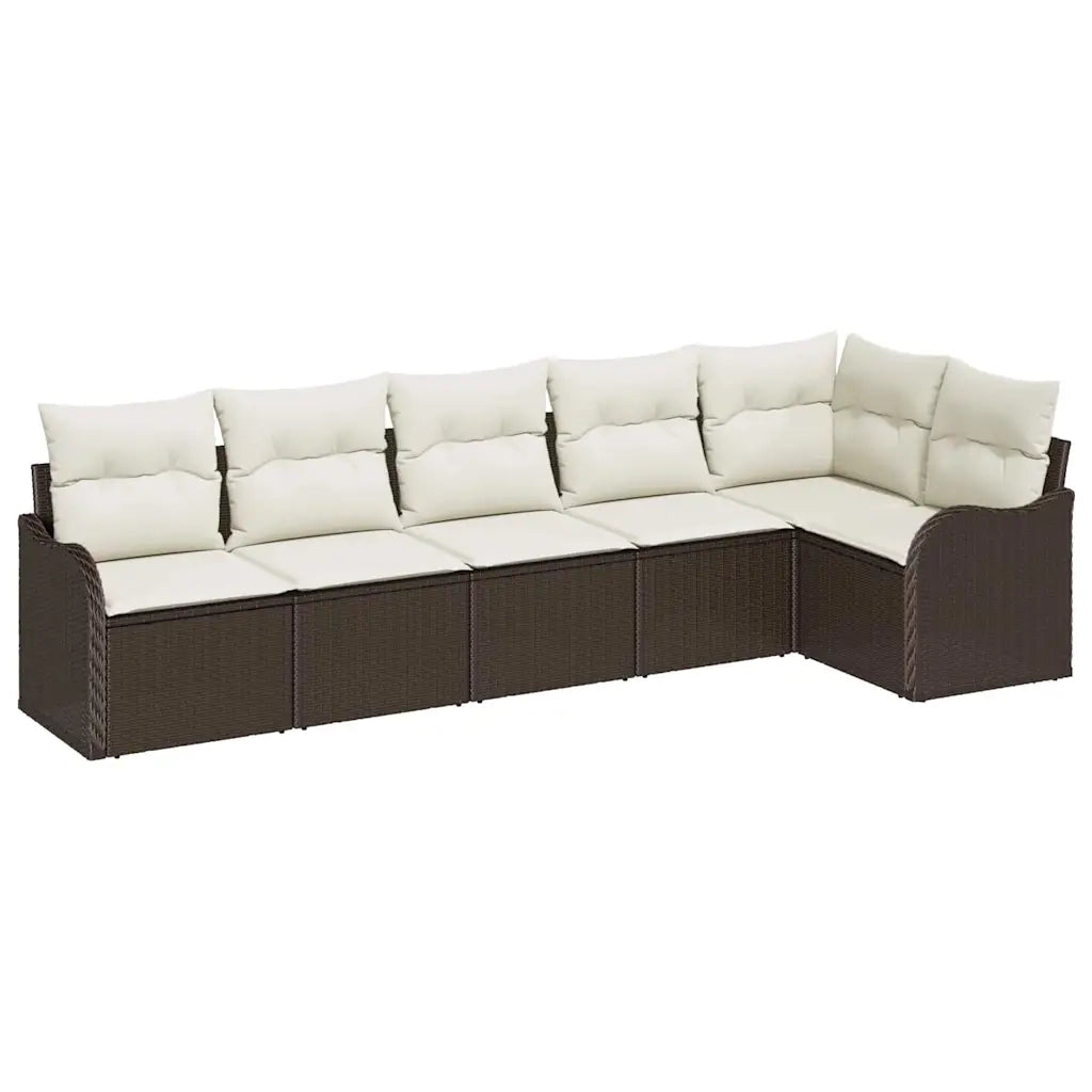 Set Divano da Giardino 6 pcs Marrone polyrattan