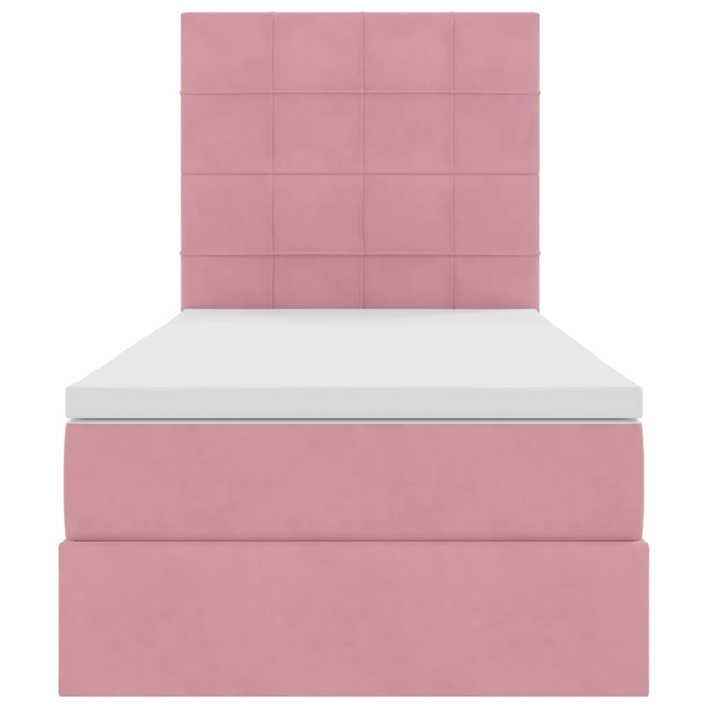 Letto con contenitore e materasso Rosa 90 x 190 cm Velluto