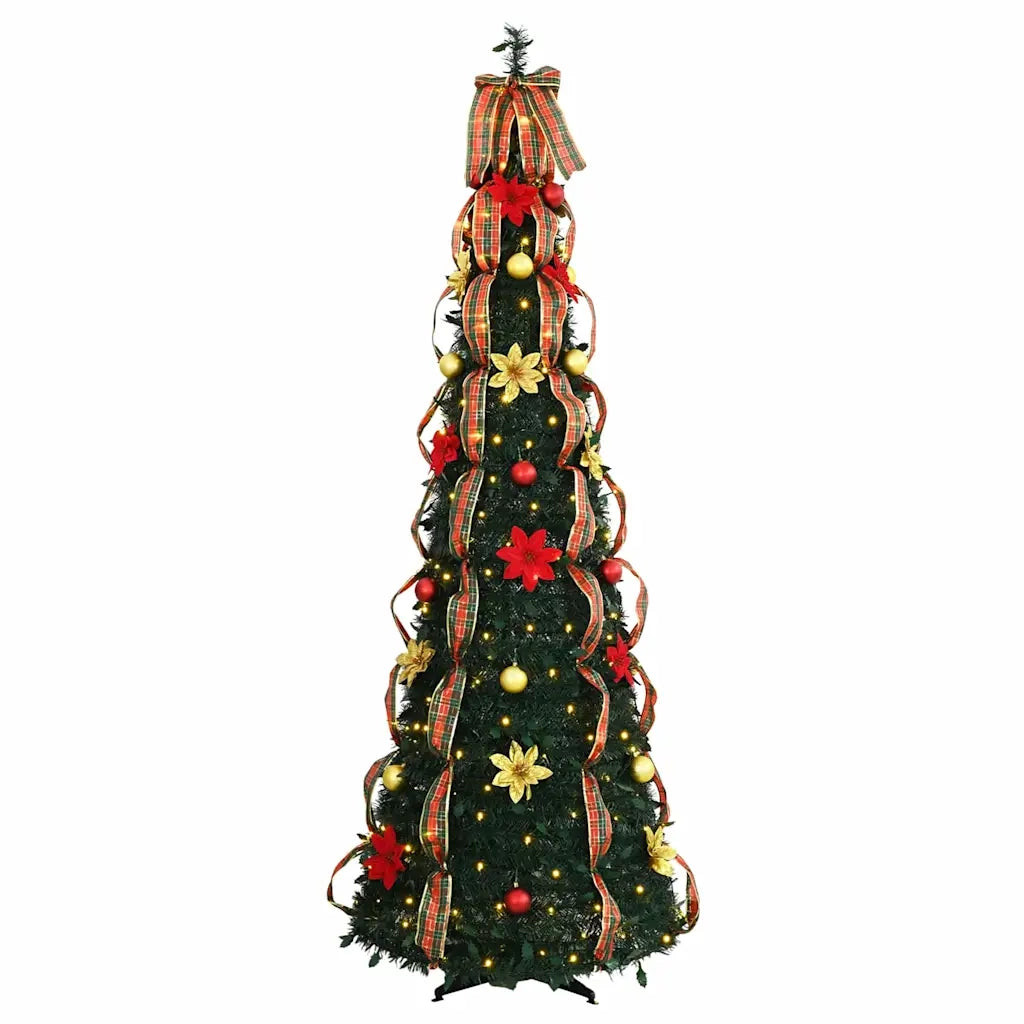 Albero di Natale Artificiale-Albero Natalizio con 200 LED Verde 210 cm PVC