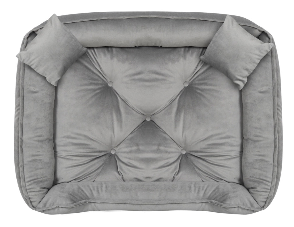 AIO FACTORY Cuccia per cani 75x65 cm in velluto grigio con cuscino impermeabile