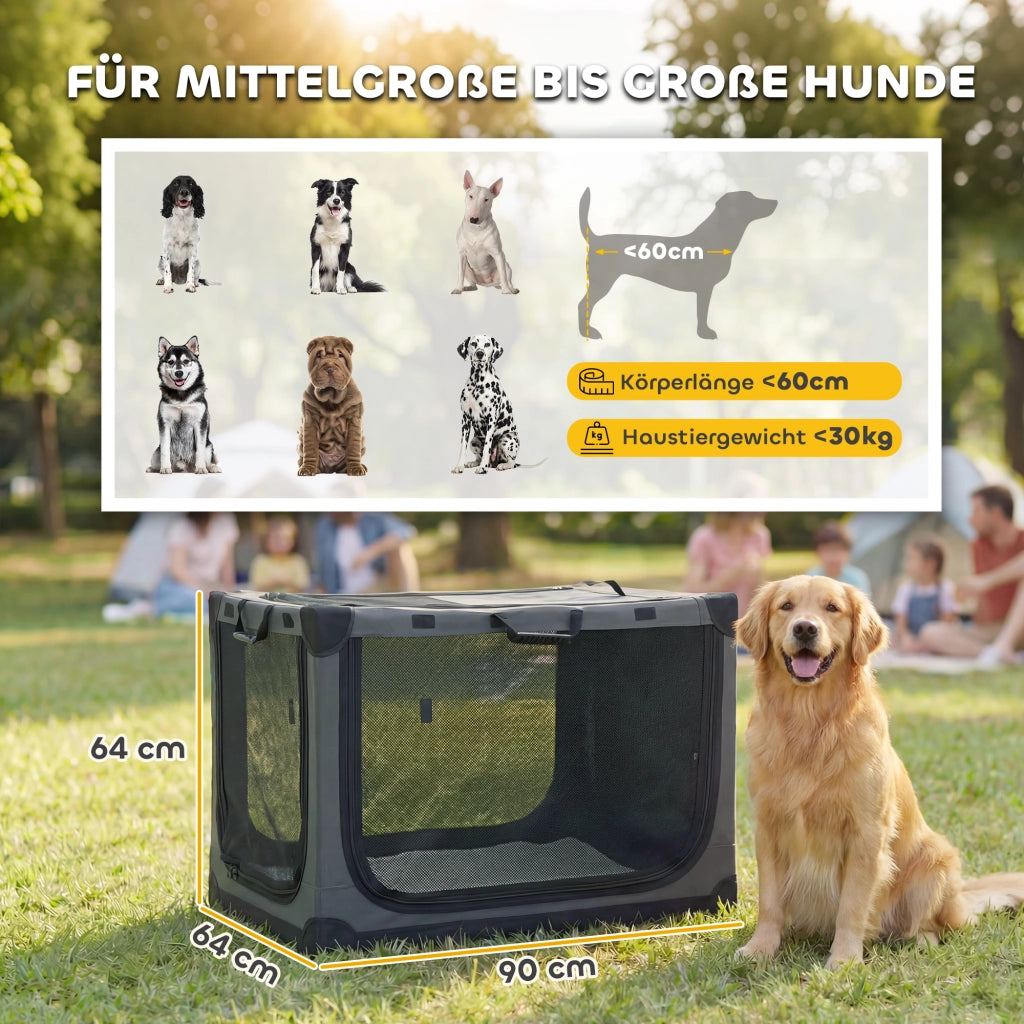 Casetta da trasporto per cani pieghevole con cuscino ¨C Minimal ¨C Verde 90x60x50 cm